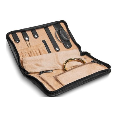 Black Leather Zip-Around Jewelry Travel Wallet – view 3