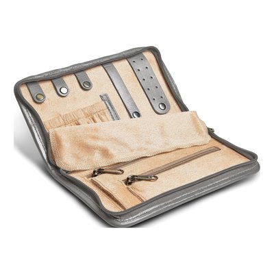 Silver Leather Zip Around Jewelry Travel Wallet – view 2