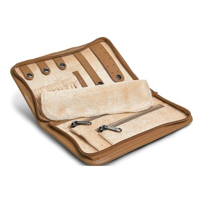 Tan Leather Zip-Around Jewelry Travel Wallet – view 2