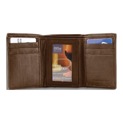 Men's Brown Leather Tri-fold Wallet with ID Window – view 2