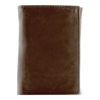 Men's Brown Leather Tri-fold Wallet with ID Window