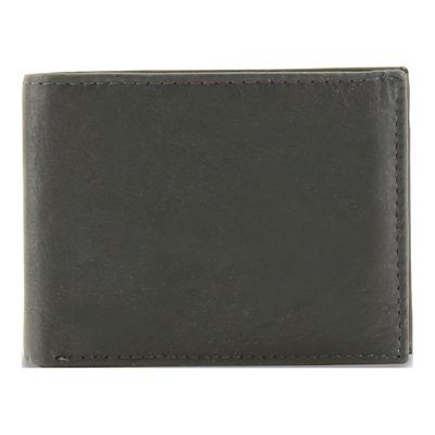 Men's Black Leather Bi-Fold Wallet with ID Holder