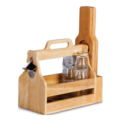Wood & Metal Brew Fest 6 Pack Holder Caddy