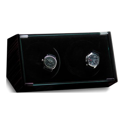 Black Gloss 2-Watch Winder with Glass Door