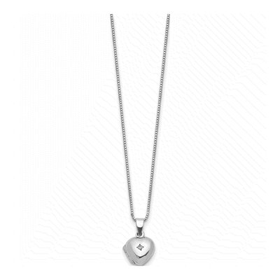 Sterling Silver CZ Kids' Heart Locket Pendant Necklace – view 2