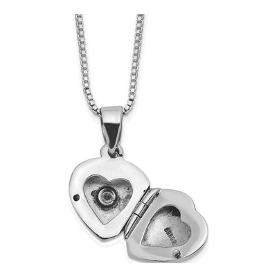 Sterling Silver CZ Kids' Heart Locket Pendant Necklace – view 3
