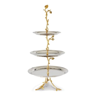Hammered Steel 3-Tier Server with Vine Stand