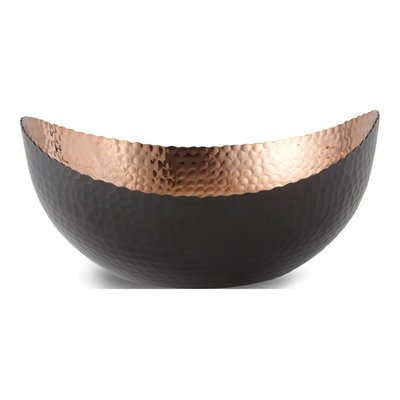 Large Hammered Eclipse Bowl, Black & Copper Tone