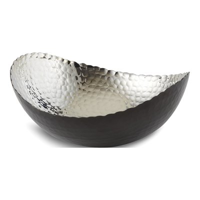 Hammered Eclipse Bowl - Black & Silver Tone Finish