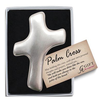 Brushed Silver-tone Palm Cross Pendant