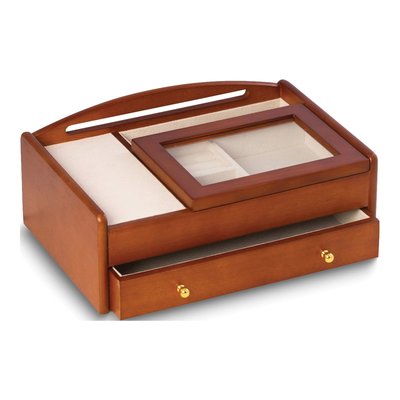 Wooden Valet Box with Glass Lid & Charging Station – view 2