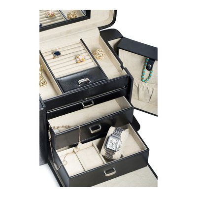 Black Lizard-Textured 3-Drawer Jewelry Case – view 3