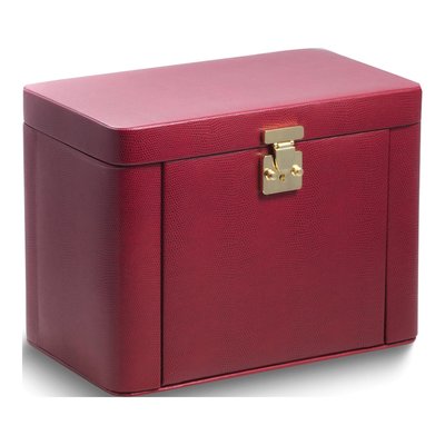 Red Lizard-Textured Leather 3-Drawer Jewelry Case – view 2