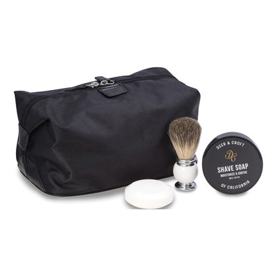 Deer & Croft Black Nylon Dopp Kit w/ Brush & Soap
