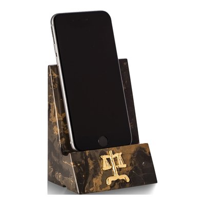 Tiger Eye Marble Phone Stand with Legal Insignia