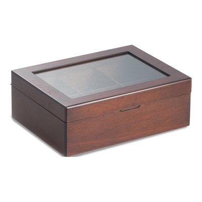 Mahogany Wood Tea Box with Glass Lid – view 2