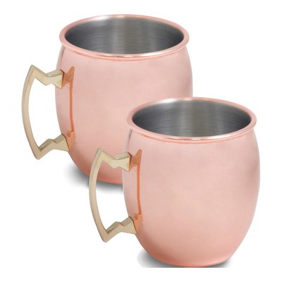 Set of 2 Copper Finish Steel Mugs, Engravable