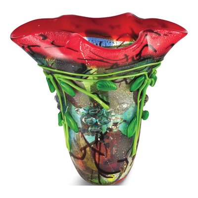 Dale Tiffany Favrile Handcrafted Art Glass Vase, 14in
