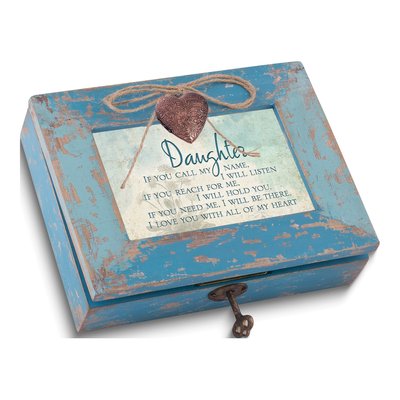 Wooden DAUGHTER Heart Locket Music Box Keepsake