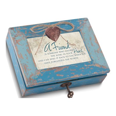 Wood FRIEND Heart Locket Music Box Keepsake Gift
