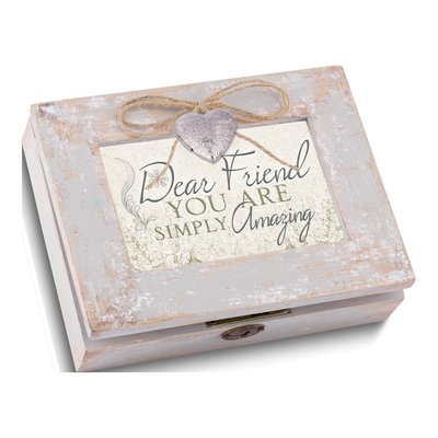 Dear Friend Wood Heart Locket Musical Keepsake Box