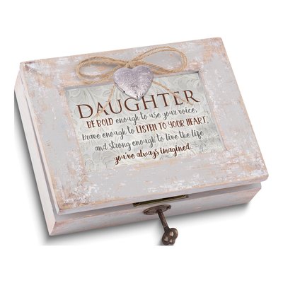 Wooden Daughter Heart Locket Music Box Gift