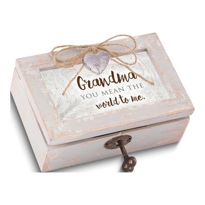 GRANDMA Heart Locket Wood Music Box - Wind Beneath My Wings