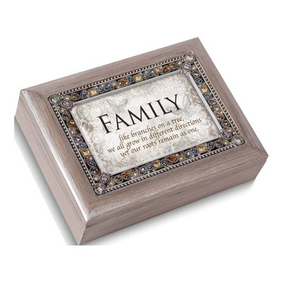Jeweled Woodgrain FAMILY Music Box - Plays Wonderful World