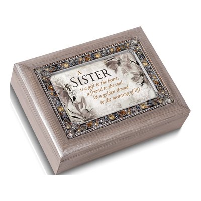 SISTER Woodgrain Resin Musical Keepsake Box