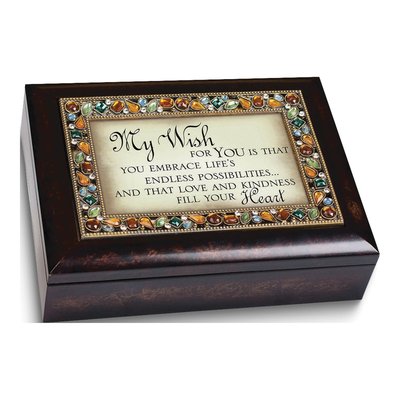 MY WISH FOR YOU Amber Resin Music Box - Plays Edelweiss