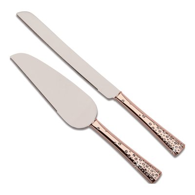 Rose-Tone Wedding Cake Knife & Server Set