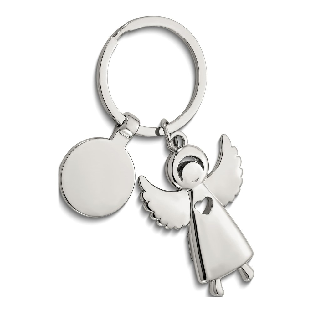 Standing Angel Key Ring with Engraving Tag