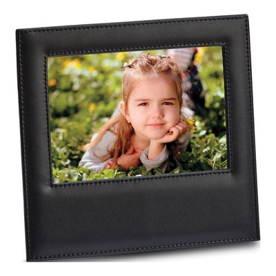 Black Leather Photo Frame, Holds 5x7 Photo