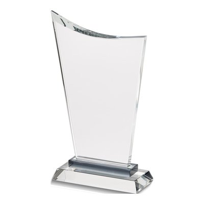 Clear Optic Glass Wave Trophy Award - Engravable Gift