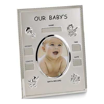 Silver-Tone Baby's Birth Record Photo Frame