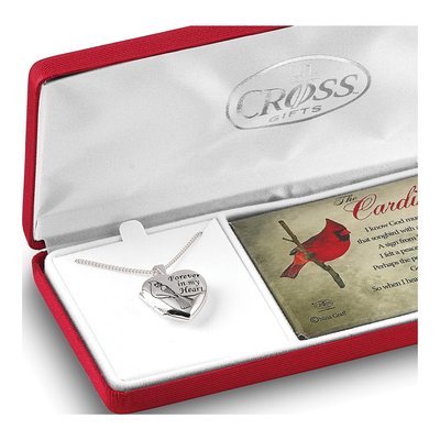 Cardinal Memorial Locket Necklace, 18" Chain