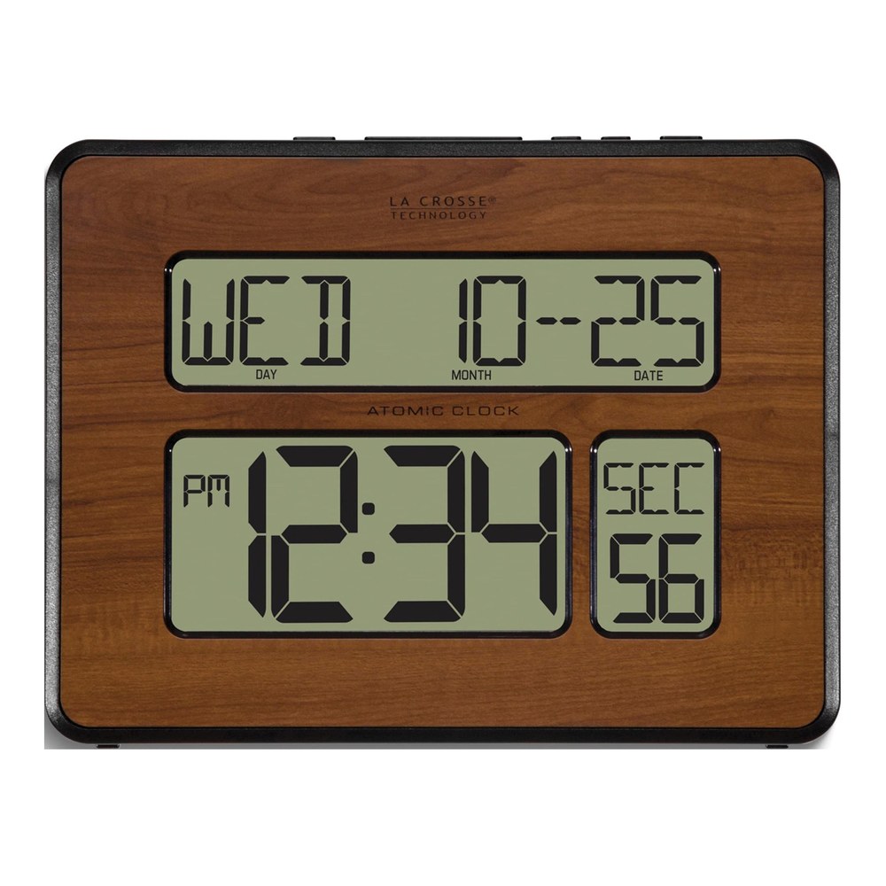Atomic Digital Wall Clock with Calendar & Temp