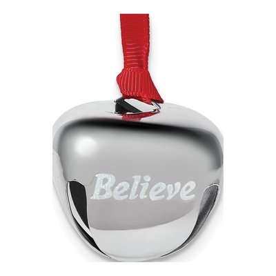 Silver-Tone BELIEVE Bell Christmas Ornament – view 2