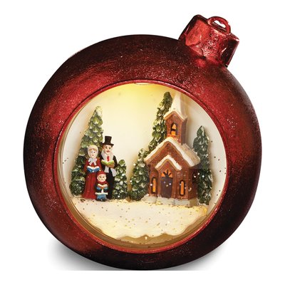Red Carolers Lighted Plastic Dome Ornament Gift