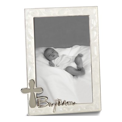 Baptism Cross Silver-Tone 4x6 Photo Frame Gift