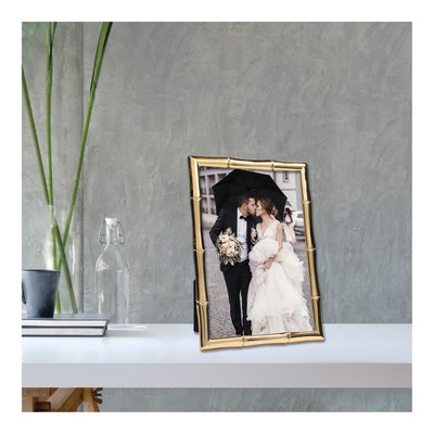 Gold-Tone 4x6 Bamboo Metal Photo Frame – view 3