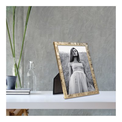 Gold-Tone Linen Texture 5x7 Photo Frame – view 3