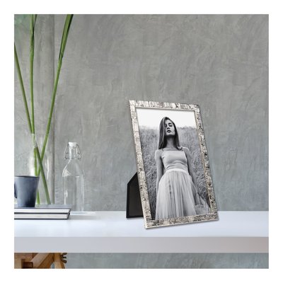 Silver-Tone Linen Texture 4x6 Photo Frame – view 3