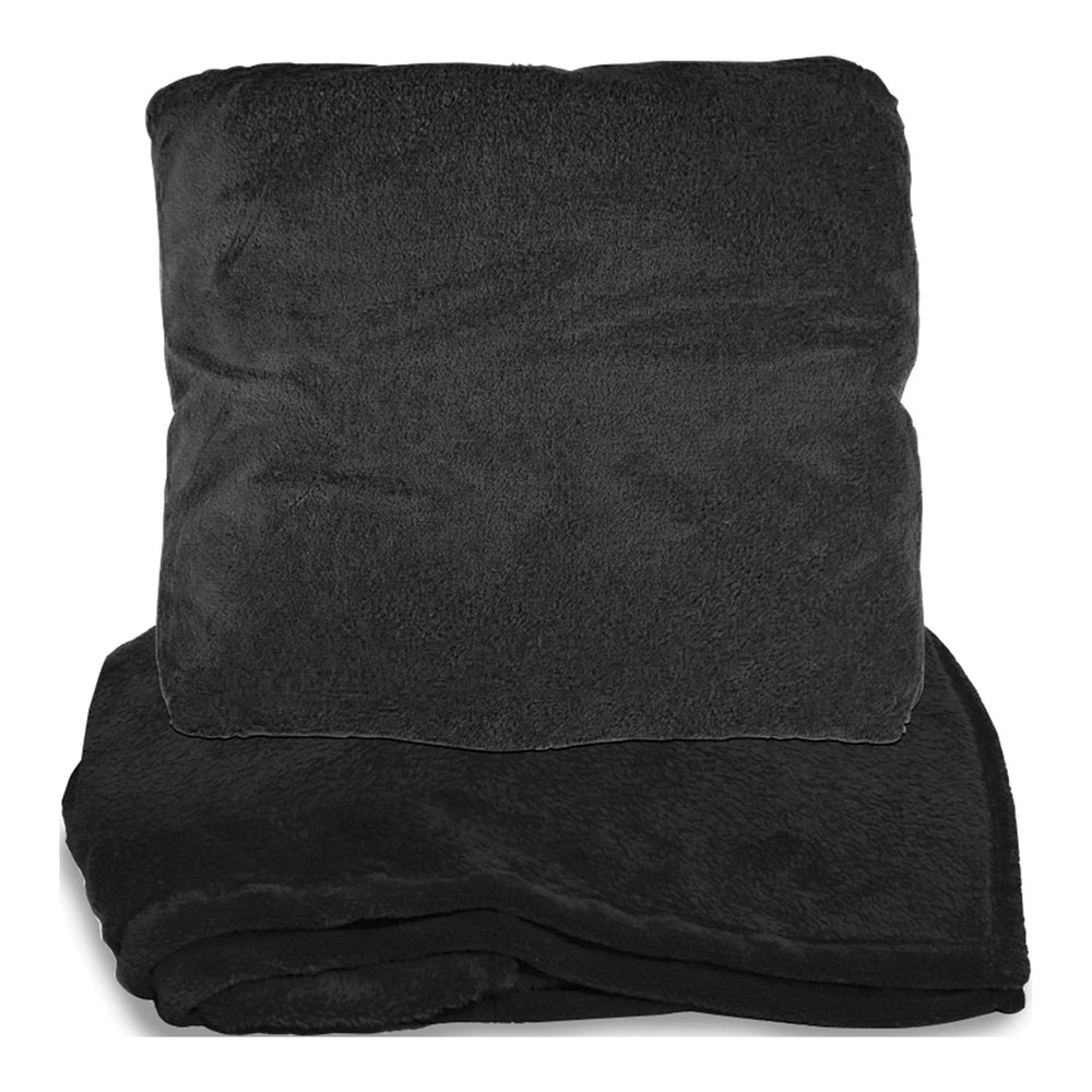 Black Fleece Zip-Up Pillow Blanket