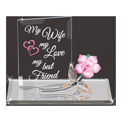 My Wife My Love My Best Friend Glass Rose Gift – view 3