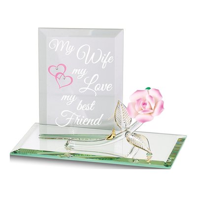 My Wife My Love My Best Friend Glass Rose Gift