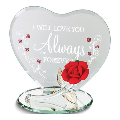 Red Rose Glass Figurine Keepsake Gift