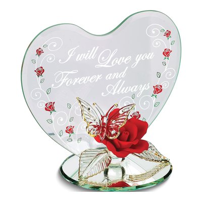 Glass Butterfly & Red Rose Keepsake Figurine