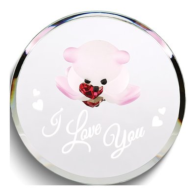 I LOVE YOU Bear Glass Figurine with Red Heart – view 3