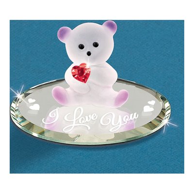 I LOVE YOU Bear Glass Figurine with Red Heart – view 4